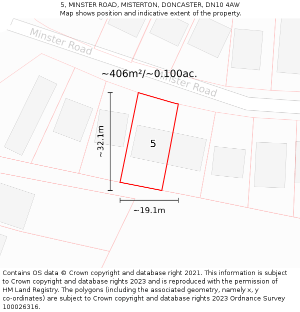 5, MINSTER ROAD, MISTERTON, DONCASTER, DN10 4AW: Plot and title map