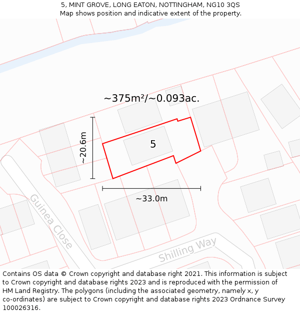 5, MINT GROVE, LONG EATON, NOTTINGHAM, NG10 3QS: Plot and title map