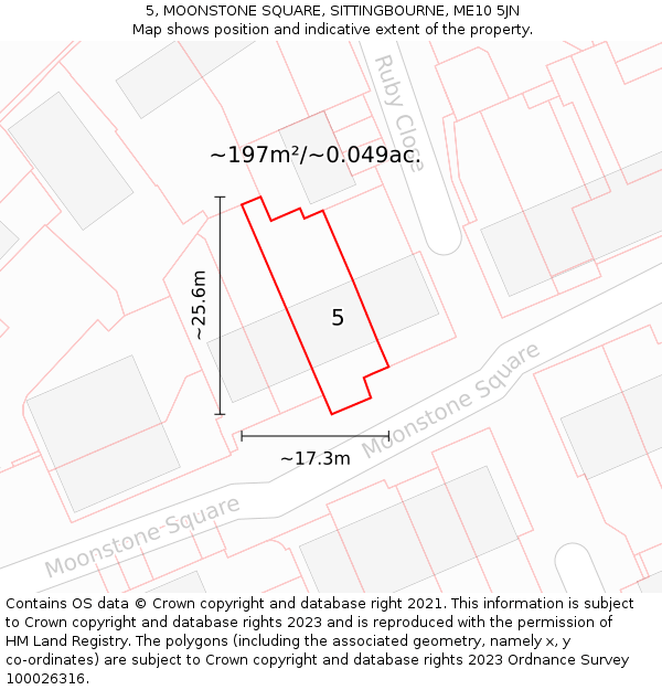 5, MOONSTONE SQUARE, SITTINGBOURNE, ME10 5JN: Plot and title map