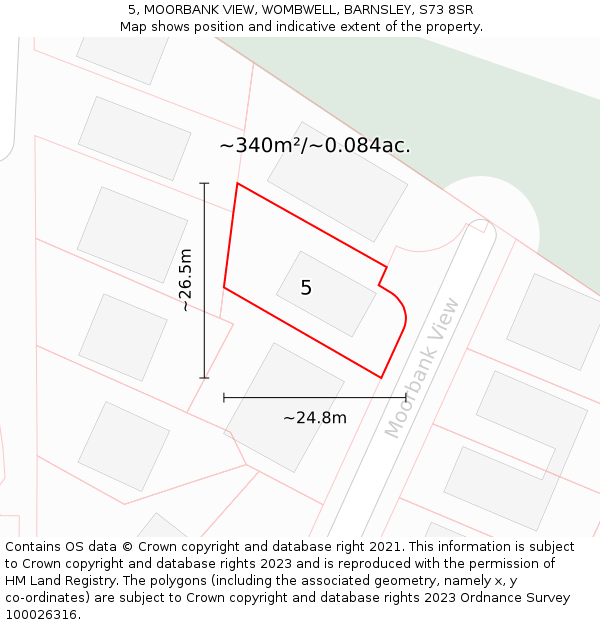 5, MOORBANK VIEW, WOMBWELL, BARNSLEY, S73 8SR: Plot and title map