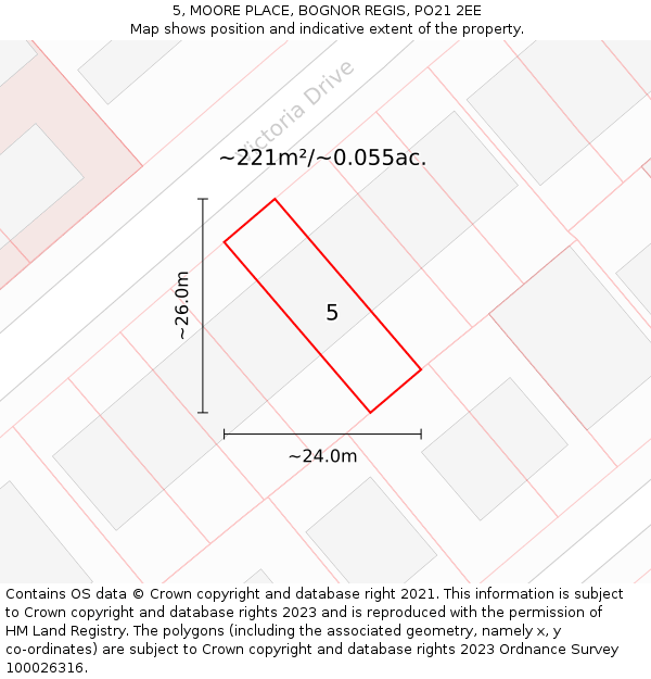 5, MOORE PLACE, BOGNOR REGIS, PO21 2EE: Plot and title map