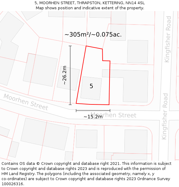 5, MOORHEN STREET, THRAPSTON, KETTERING, NN14 4SL: Plot and title map