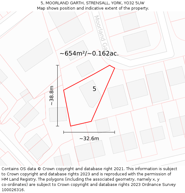 5, MOORLAND GARTH, STRENSALL, YORK, YO32 5UW: Plot and title map