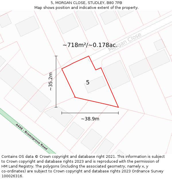 5, MORGAN CLOSE, STUDLEY, B80 7PB: Plot and title map