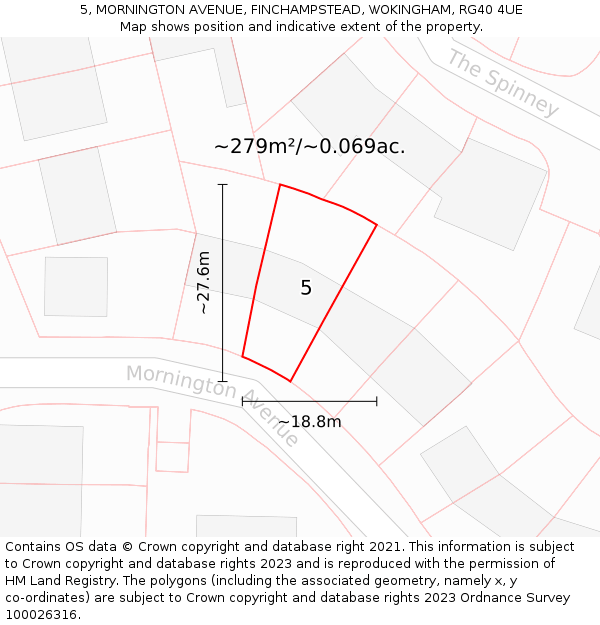 5, MORNINGTON AVENUE, FINCHAMPSTEAD, WOKINGHAM, RG40 4UE: Plot and title map