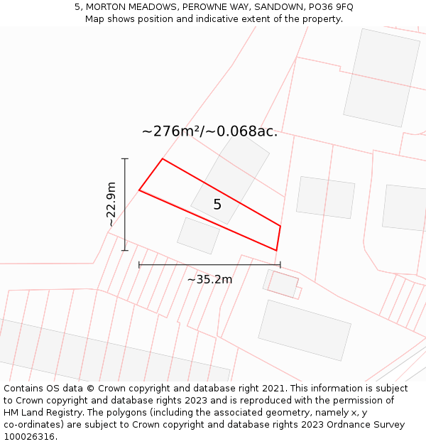 5, MORTON MEADOWS, PEROWNE WAY, SANDOWN, PO36 9FQ: Plot and title map