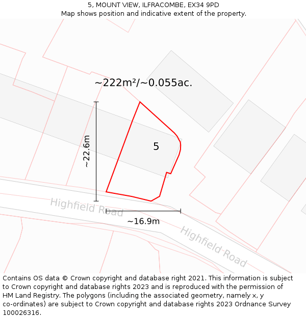 5, MOUNT VIEW, ILFRACOMBE, EX34 9PD: Plot and title map