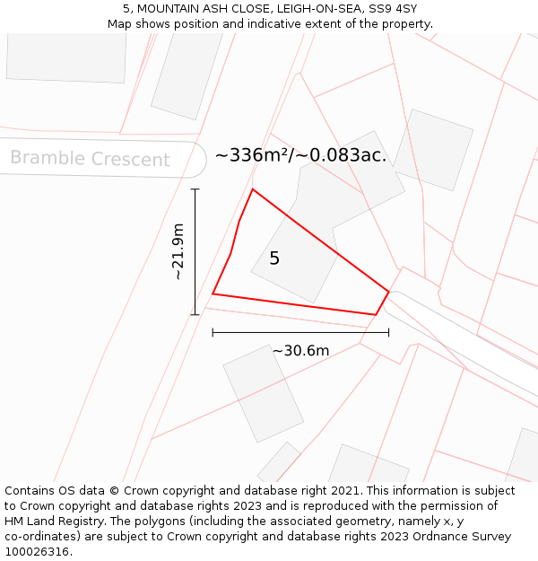 5, MOUNTAIN ASH CLOSE, LEIGH-ON-SEA, SS9 4SY: Plot and title map