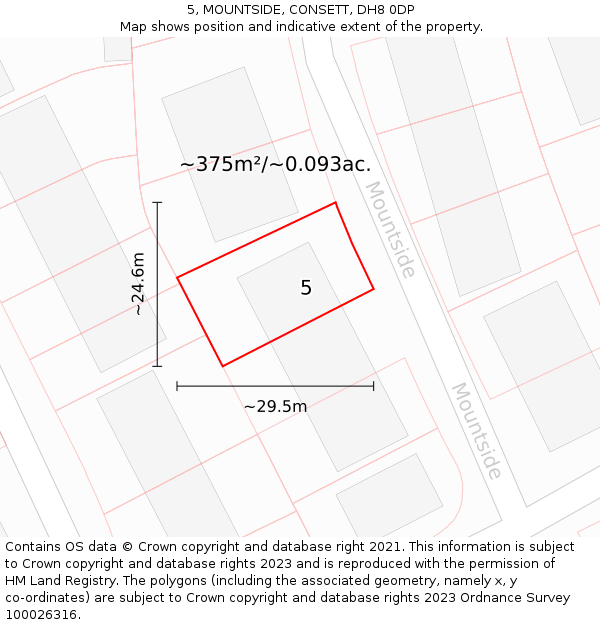 5, MOUNTSIDE, CONSETT, DH8 0DP: Plot and title map