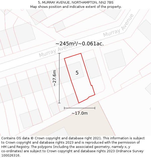 5, MURRAY AVENUE, NORTHAMPTON, NN2 7BS: Plot and title map