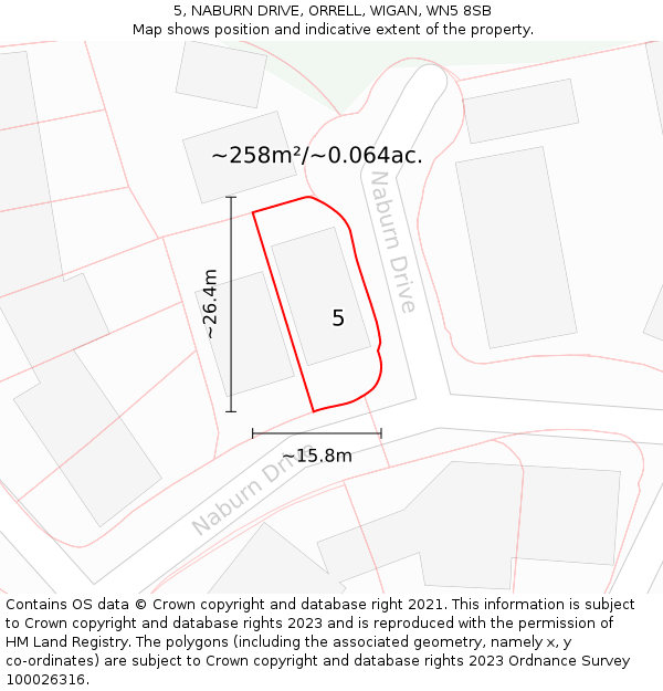 5, NABURN DRIVE, ORRELL, WIGAN, WN5 8SB: Plot and title map