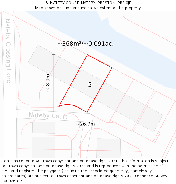 5, NATEBY COURT, NATEBY, PRESTON, PR3 0JF: Plot and title map