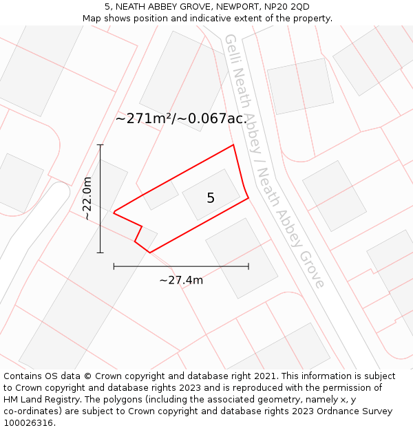 5, NEATH ABBEY GROVE, NEWPORT, NP20 2QD: Plot and title map