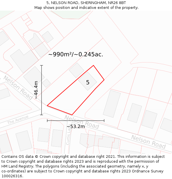 5, NELSON ROAD, SHERINGHAM, NR26 8BT: Plot and title map