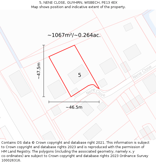 5, NENE CLOSE, GUYHIRN, WISBECH, PE13 4EX: Plot and title map