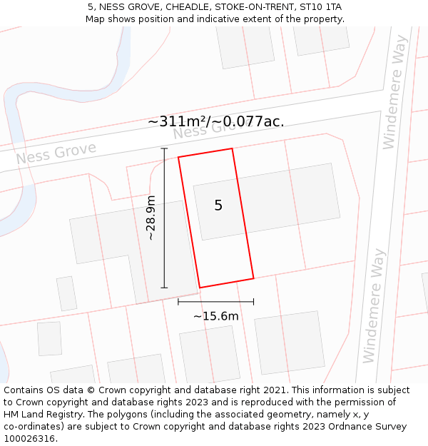 5, NESS GROVE, CHEADLE, STOKE-ON-TRENT, ST10 1TA: Plot and title map