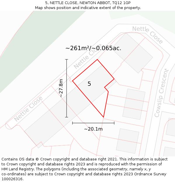 5, NETTLE CLOSE, NEWTON ABBOT, TQ12 1GP: Plot and title map