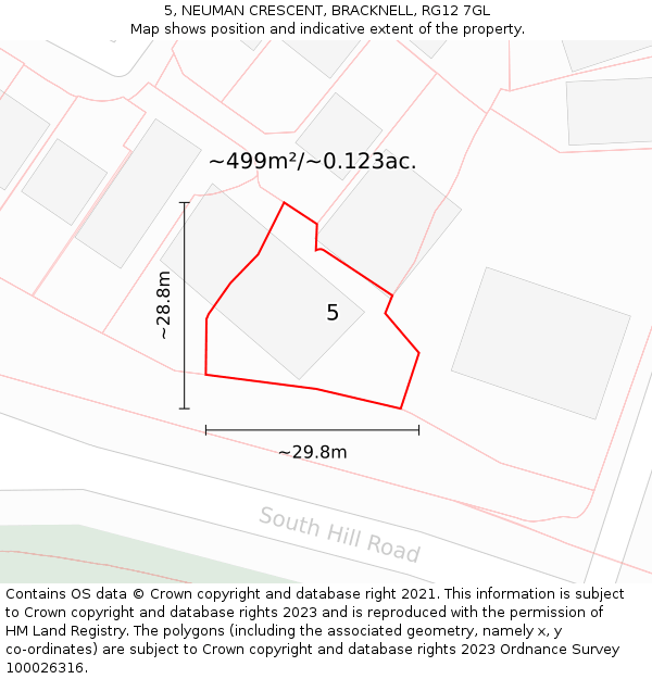 5, NEUMAN CRESCENT, BRACKNELL, RG12 7GL: Plot and title map