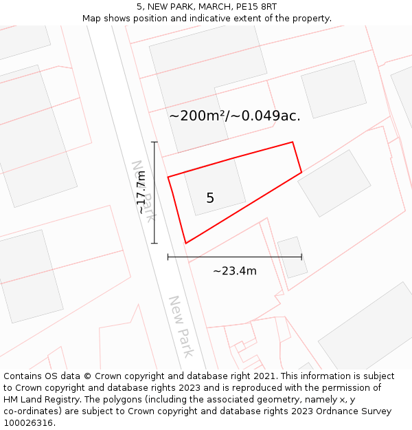 5, NEW PARK, MARCH, PE15 8RT: Plot and title map