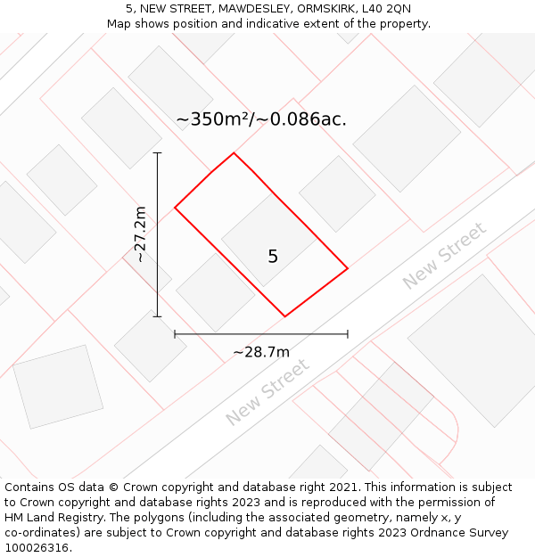 5, NEW STREET, MAWDESLEY, ORMSKIRK, L40 2QN: Plot and title map