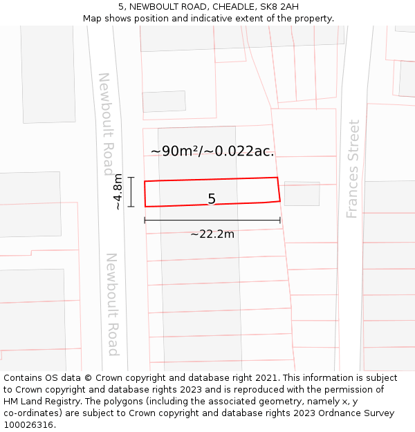 5, NEWBOULT ROAD, CHEADLE, SK8 2AH: Plot and title map