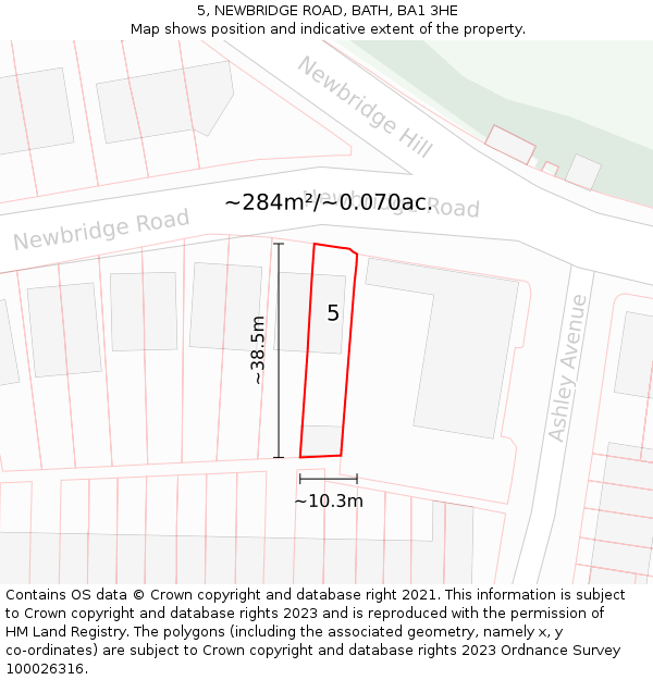 5, NEWBRIDGE ROAD, BATH, BA1 3HE: Plot and title map