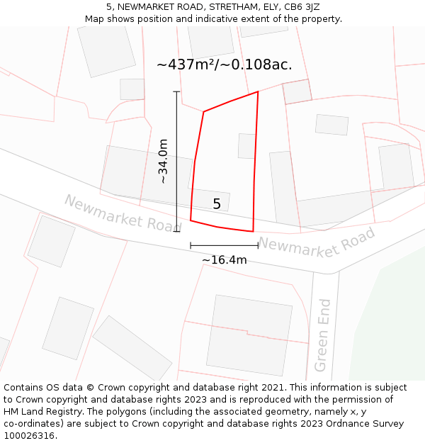 5, NEWMARKET ROAD, STRETHAM, ELY, CB6 3JZ: Plot and title map