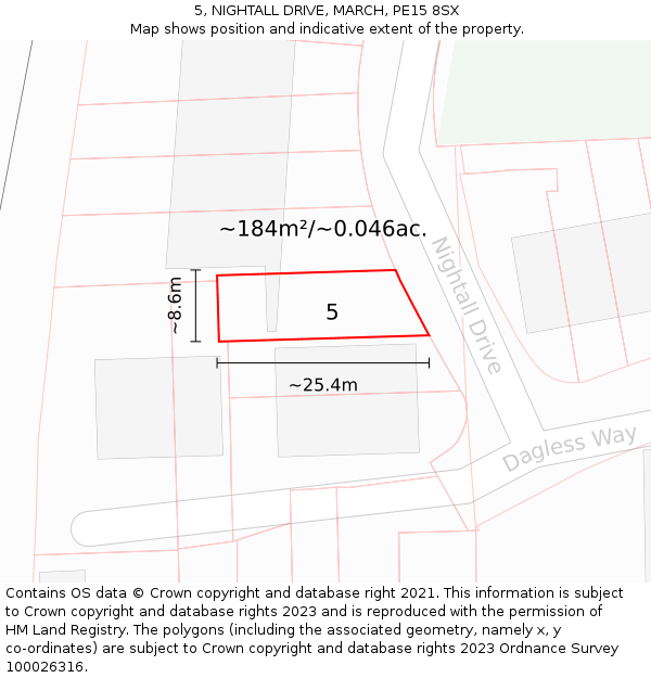 5, NIGHTALL DRIVE, MARCH, PE15 8SX: Plot and title map