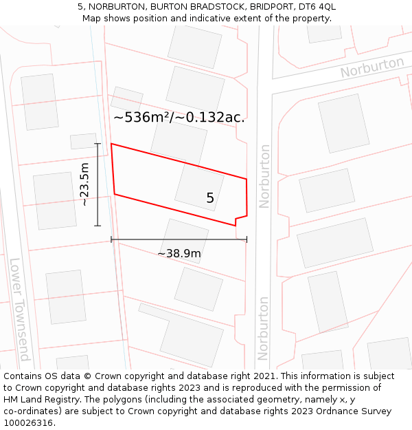 5, NORBURTON, BURTON BRADSTOCK, BRIDPORT, DT6 4QL: Plot and title map