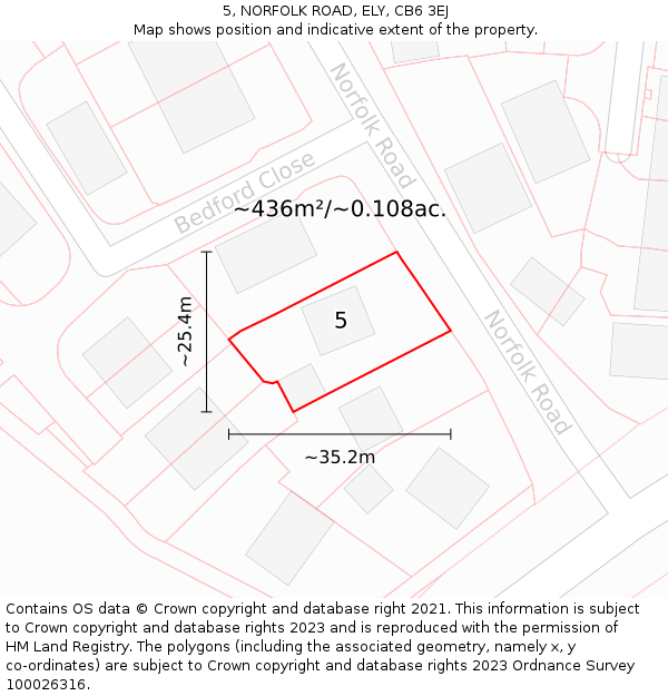 5, NORFOLK ROAD, ELY, CB6 3EJ: Plot and title map