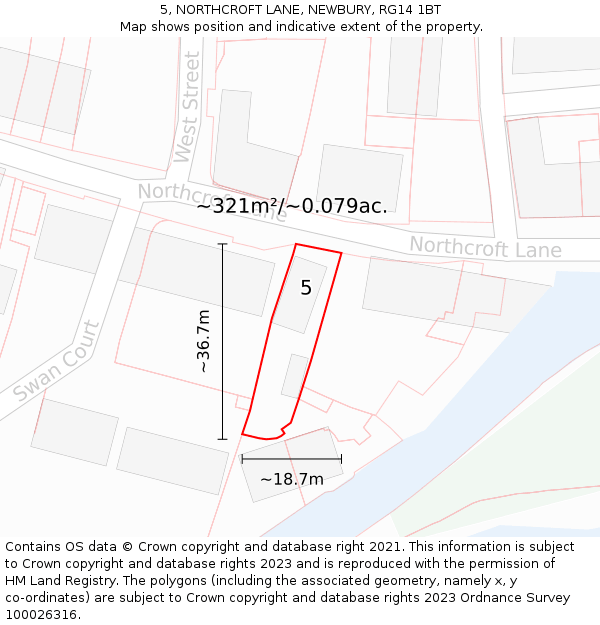 5, NORTHCROFT LANE, NEWBURY, RG14 1BT: Plot and title map