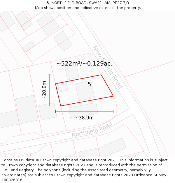 5, NORTHFIELD ROAD, SWAFFHAM, PE37 7JB: Plot and title map