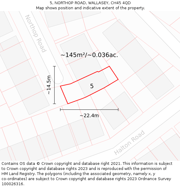 5, NORTHOP ROAD, WALLASEY, CH45 4QD: Plot and title map