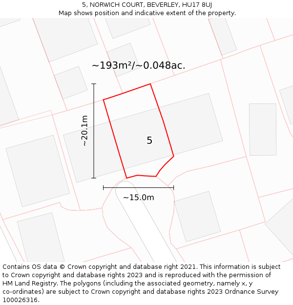 5, NORWICH COURT, BEVERLEY, HU17 8UJ: Plot and title map