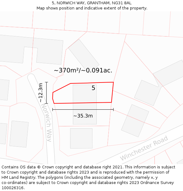 5, NORWICH WAY, GRANTHAM, NG31 8AL: Plot and title map