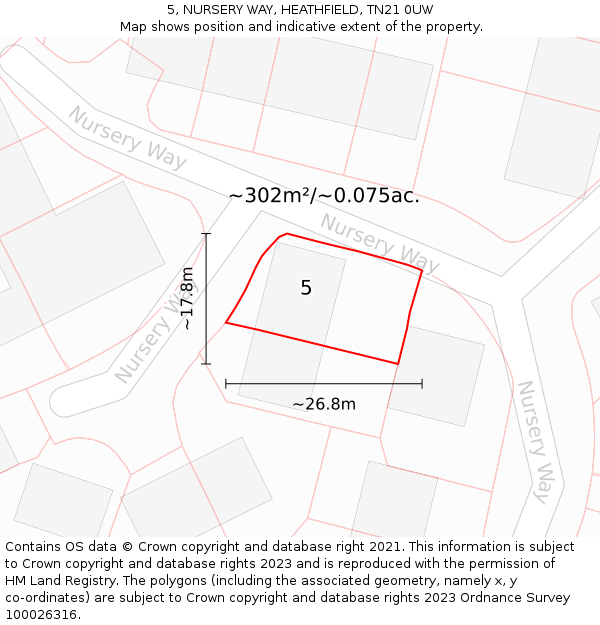 5, NURSERY WAY, HEATHFIELD, TN21 0UW: Plot and title map