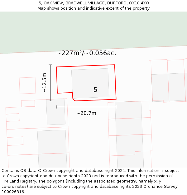 5, OAK VIEW, BRADWELL VILLAGE, BURFORD, OX18 4XQ: Plot and title map