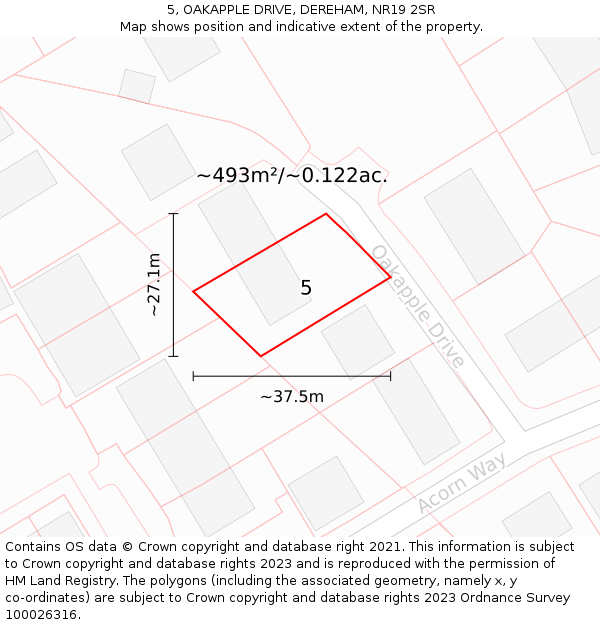 5, OAKAPPLE DRIVE, DEREHAM, NR19 2SR: Plot and title map