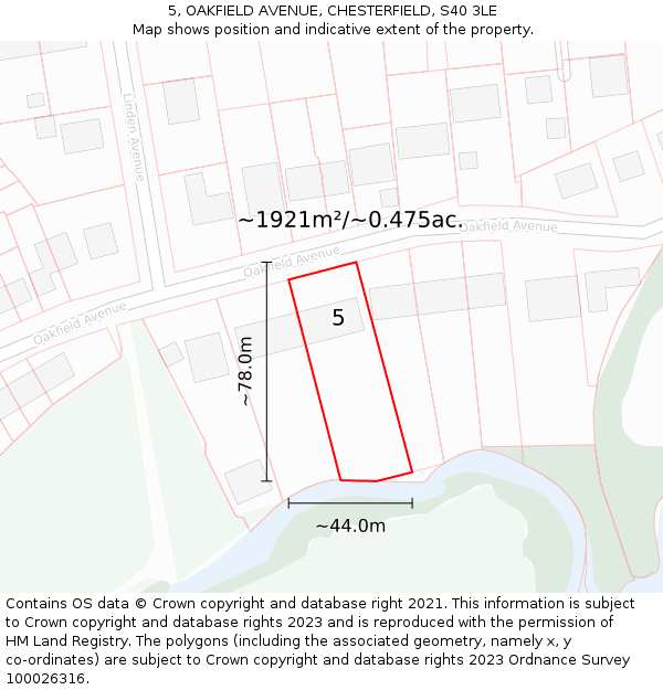 5, OAKFIELD AVENUE, CHESTERFIELD, S40 3LE: Plot and title map