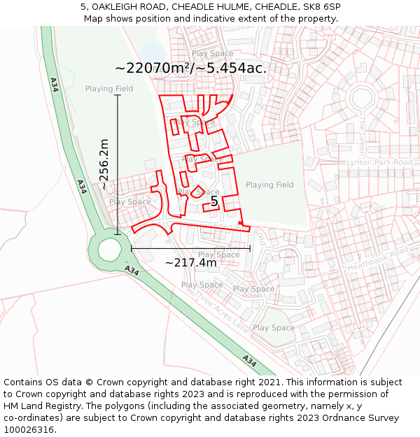 5, OAKLEIGH ROAD, CHEADLE HULME, CHEADLE, SK8 6SP: Plot and title map