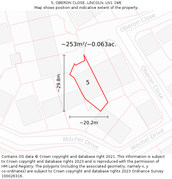 5, OBERON CLOSE, LINCOLN, LN1 1WE: Plot and title map