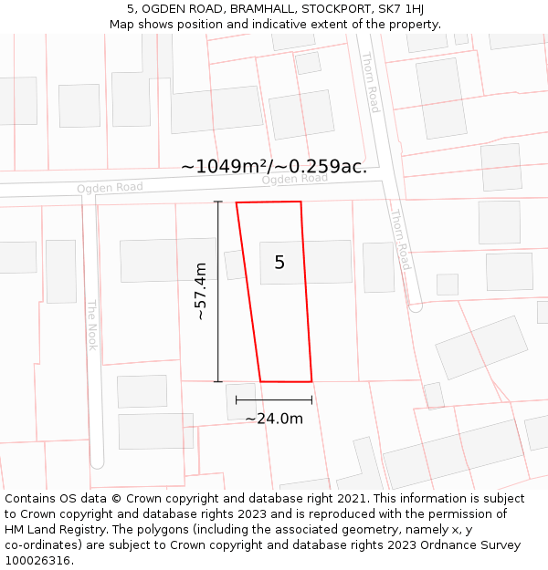 5, OGDEN ROAD, BRAMHALL, STOCKPORT, SK7 1HJ: Plot and title map