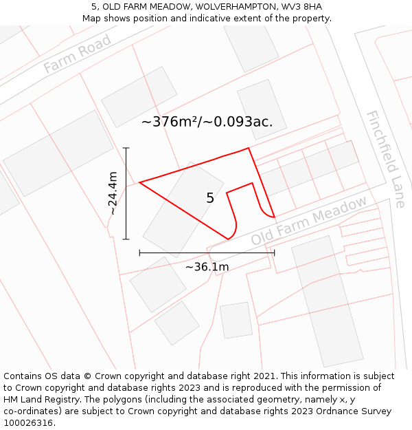 5, OLD FARM MEADOW, WOLVERHAMPTON, WV3 8HA: Plot and title map