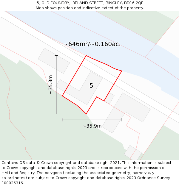 5, OLD FOUNDRY, IRELAND STREET, BINGLEY, BD16 2QF: Plot and title map