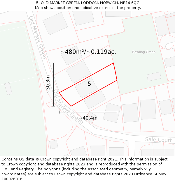 5, OLD MARKET GREEN, LODDON, NORWICH, NR14 6QG: Plot and title map