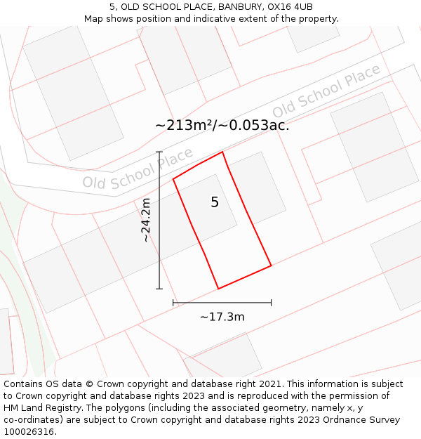 5, OLD SCHOOL PLACE, BANBURY, OX16 4UB: Plot and title map