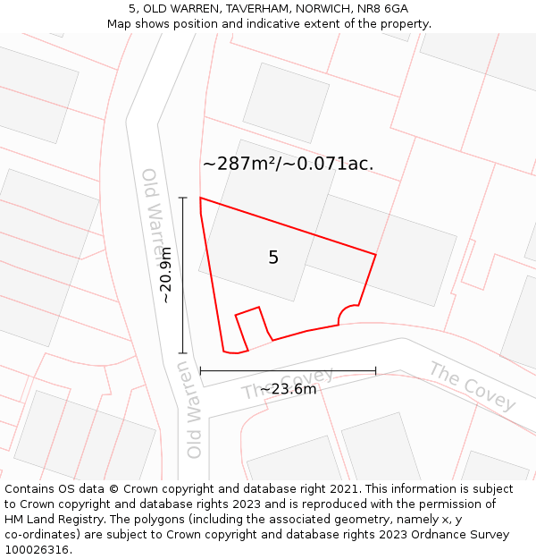 5, OLD WARREN, TAVERHAM, NORWICH, NR8 6GA: Plot and title map