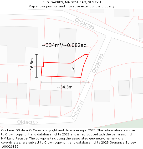 5, OLDACRES, MAIDENHEAD, SL6 1XH: Plot and title map