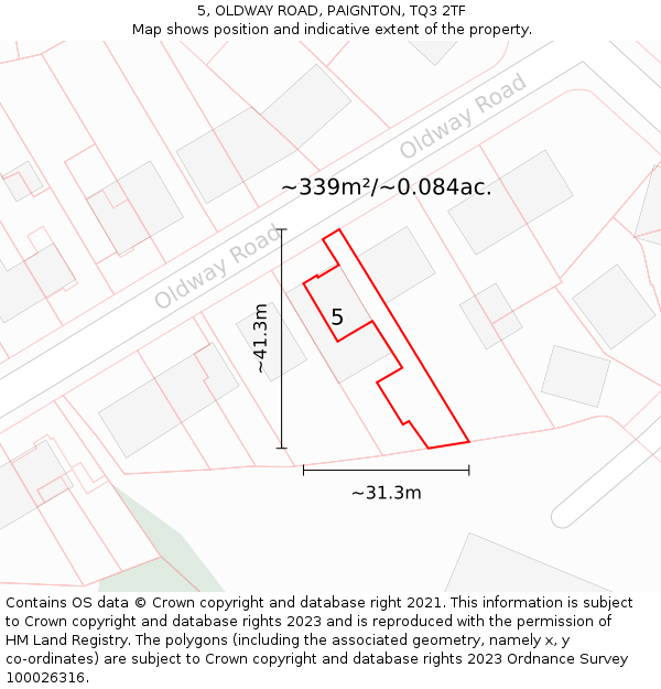 5, OLDWAY ROAD, PAIGNTON, TQ3 2TF: Plot and title map