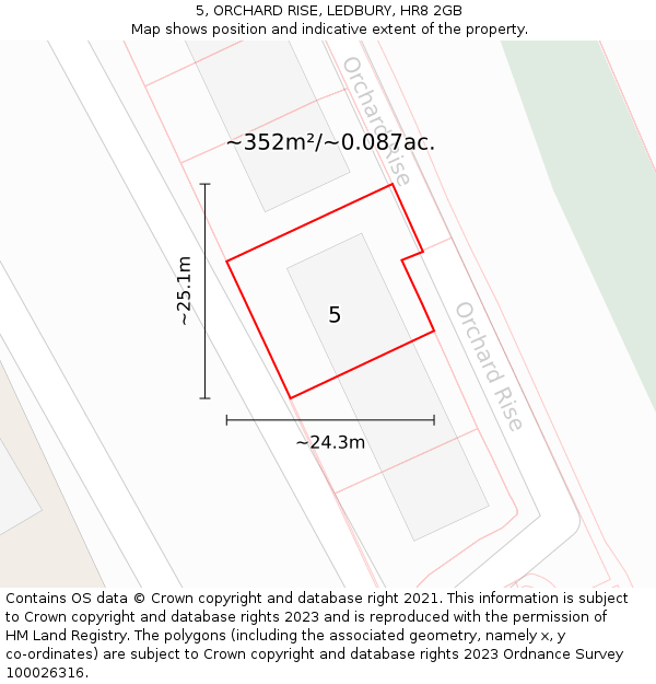 5, ORCHARD RISE, LEDBURY, HR8 2GB: Plot and title map